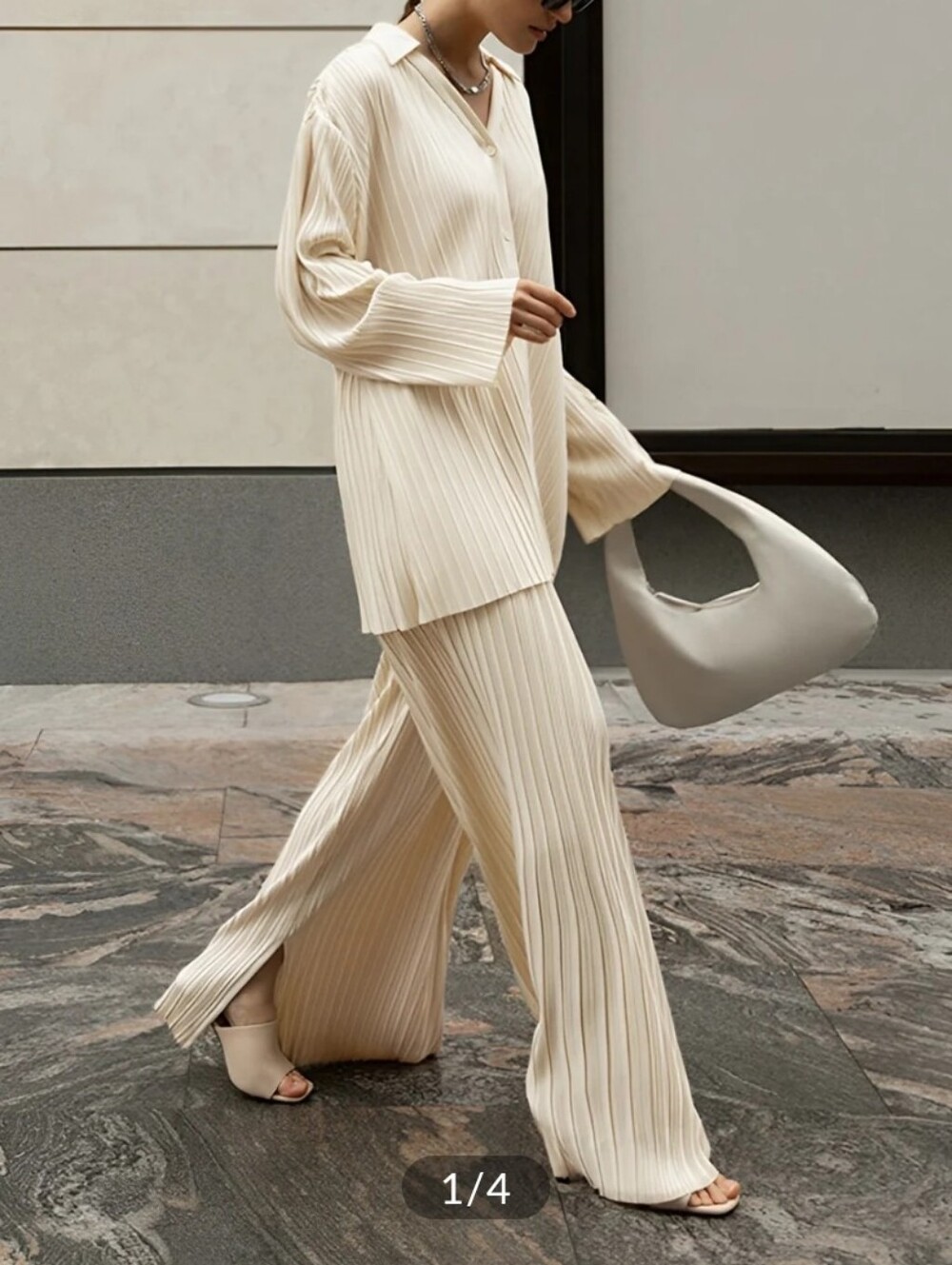 Commense Oversized Leisure Pleat Pocket Pants Off White Medium